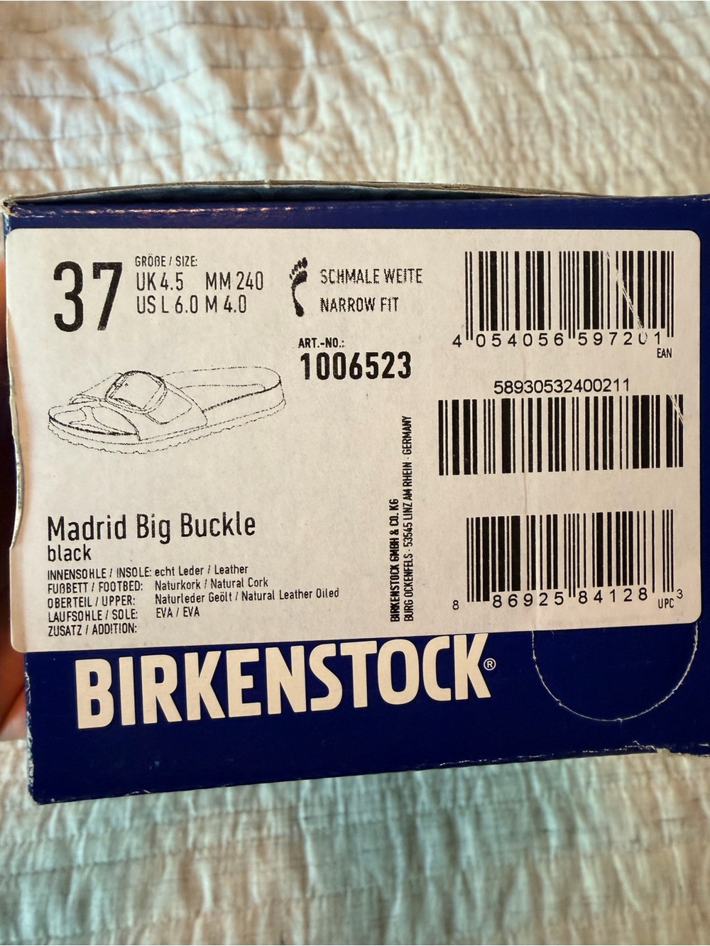 Birkenstock Black One-Strap Slide Sandals with Large Silver Buckle - Size 37 - Picture 6 of 6